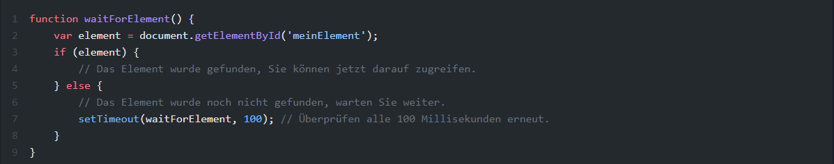 Auf DOM-Elemente in JavaScript warten