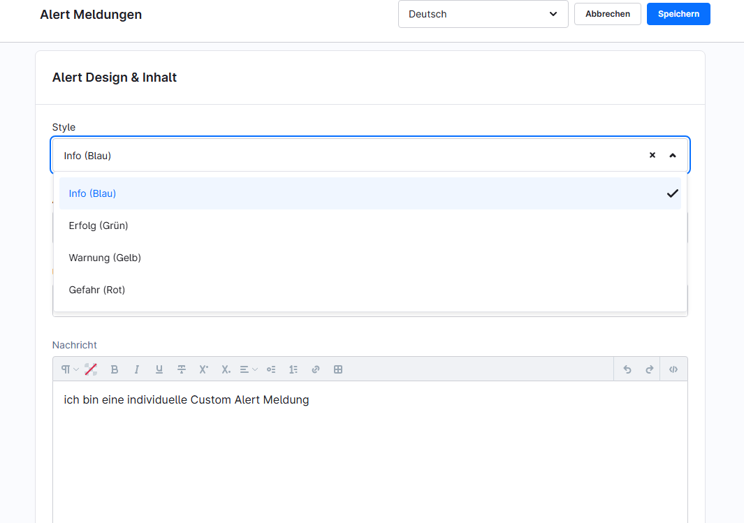 Eigene Alert Meldungen erstellen (Custom Alerts)