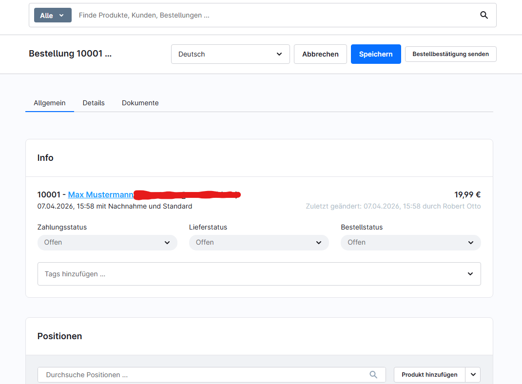 Bestellbestätigung erneut senden (Order Confirmation Mail)